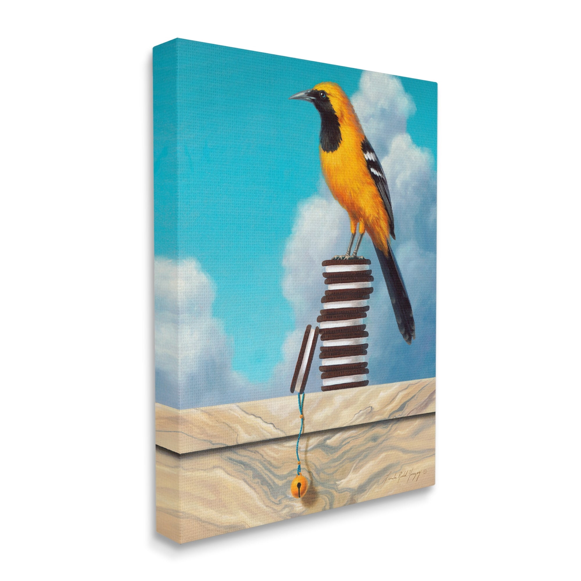 Stupell Industries Oriole Bird Sandwich Cookies Cloudy Sky Painting Canvas Wall Art, 30 x 40, Design by Linda Ridd Herzog