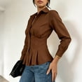 thumbnail image 5 of Hurxie Waist Tops for Women Wrap Top Fitted Button Down Shirt Wrap Top Long Sleeve Blouse Casual Outfits, 5 of 7