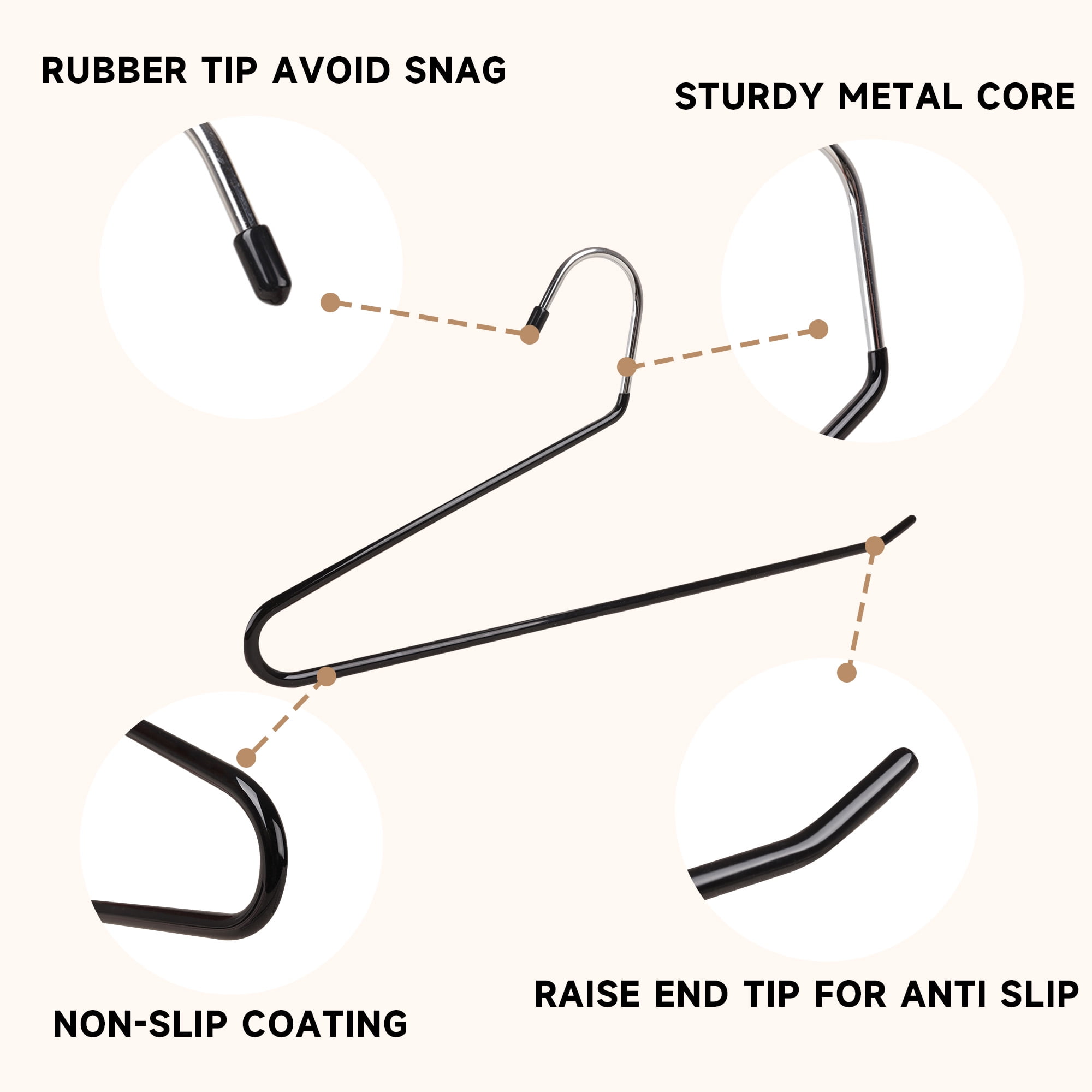 BP4U 24-Pack Open-Ended Metal Pants Hangers with Non-Slip Coated, Heavy Duty Space Saving Steel Towel & Scarf Hangers for Jeans, Trousers, Dresses & Bath Towels(Black)