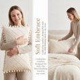 thumbnail image 3 of REGALWOVEN Couch Pillow Cases 1 Pack Soft Pom-poms Velvet Throw Pillow Covers for Farmhouse Home Decor Beige 18" x 18", 3 of 5
