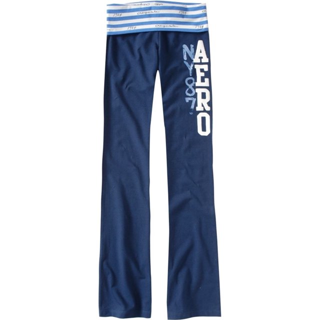 Aeropostale Pantalones casuales rectos para mujer, azul, extragrande