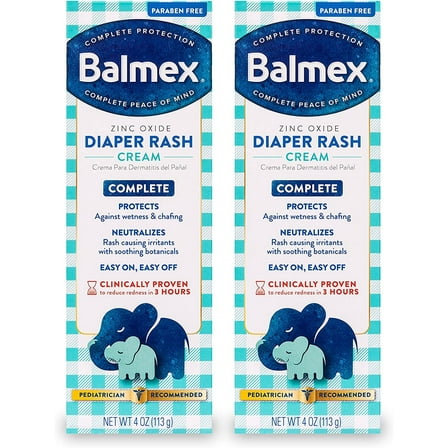Balmex Diaper Rash Cream with Zinc Oxide, 4 OZ - 2 Pack