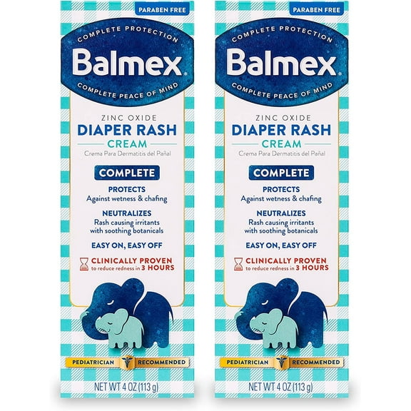 Balmex Diaper Rash Cream with Zinc Oxide, 4 OZ - 2 Pack