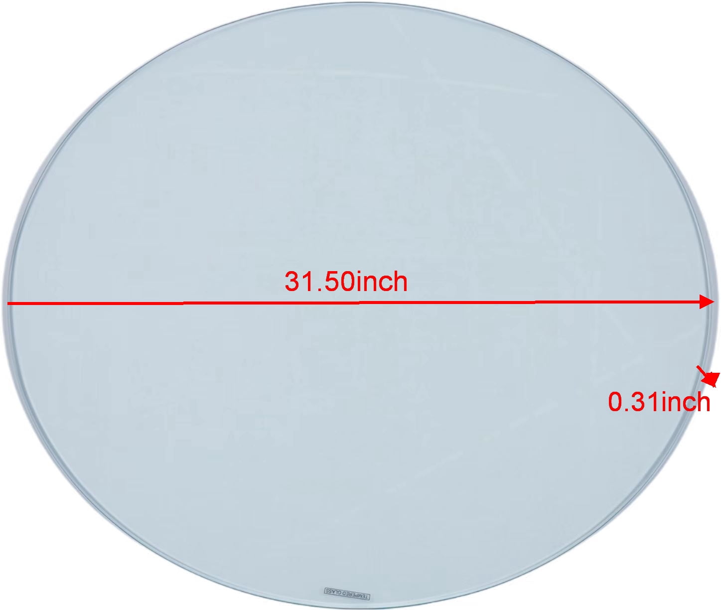 MAYEERTY 31.5in Round Tempered Glass Table Top, 1/3" Thick Beveled Polished Edge