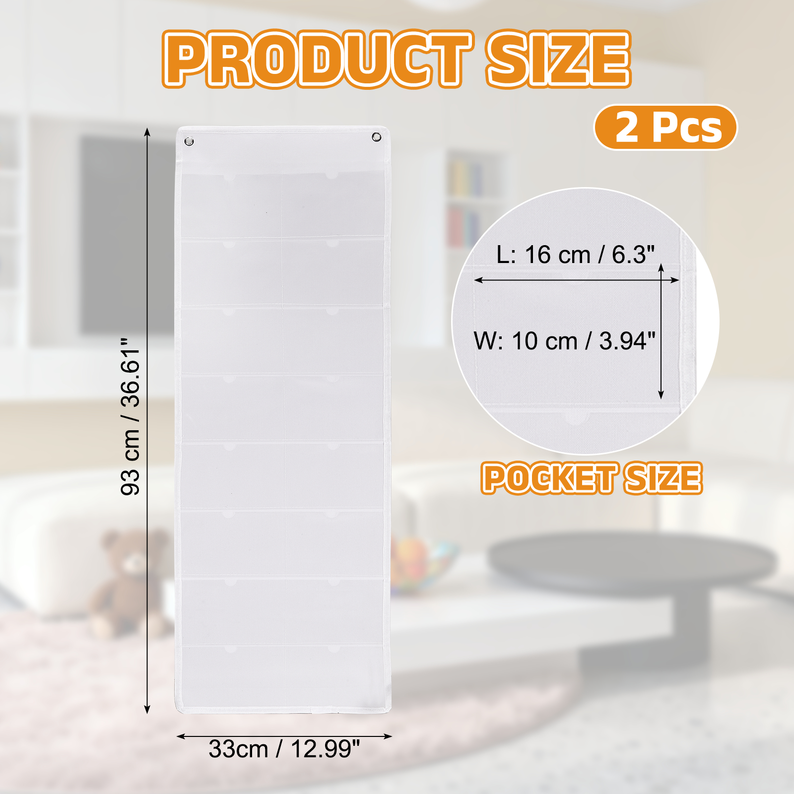 Uxcell 2 Pcs 4" x 6" Index Card Holder Sleeve, 16 Card Slots Organizer Sleeve for Office Home Organization, White