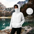thumbnail image 5 of Vmvidoty Women's High Collar Zippered Pockets Waterproof Raincoat Lightweight Rain Jacket Hooded Windbreaker for Outdoor White 2XL, 5 of 9