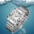 thumbnail image 5 of Unisex Classic Square Roman Numerals Silver Analog Waterproof Watches for Women Men Stainless Steel Strap Date Display Casual Wristwatch, 5 of 6