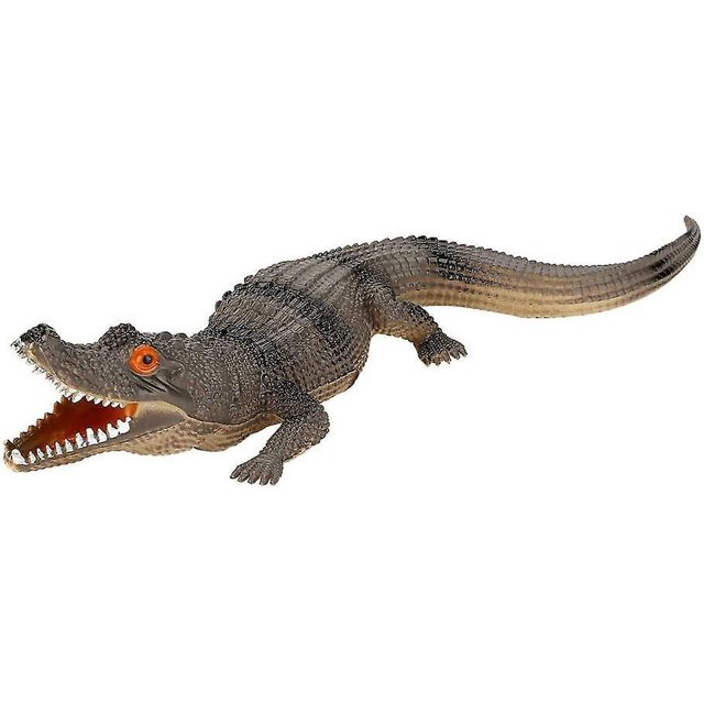 Figura de acción de juguete de cocodrilo, divertido modelo de cocodrilo de simulación, reptil, con sonido para fiestas, carnavales, festivales (color oscuro)