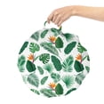 thumbnail image 2 of Philodendron Round Floor Cushion with Handle, Tropical Leaves with Bird of Paradise Flower, Decorative Pillow for Living Room & Dorms, 18" Round, Hunter Green Fern Green, by Ambesonne, 2 of 4
