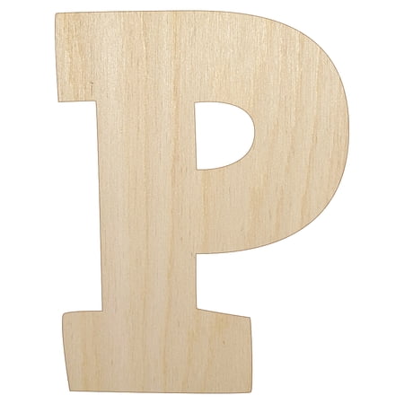 Letter P Uppercase Fun Bold Font Wood Shape Unfinished Piece Cutout Craft DIY Projects - 4.70 Inch Size - 1/8 Inch Thick