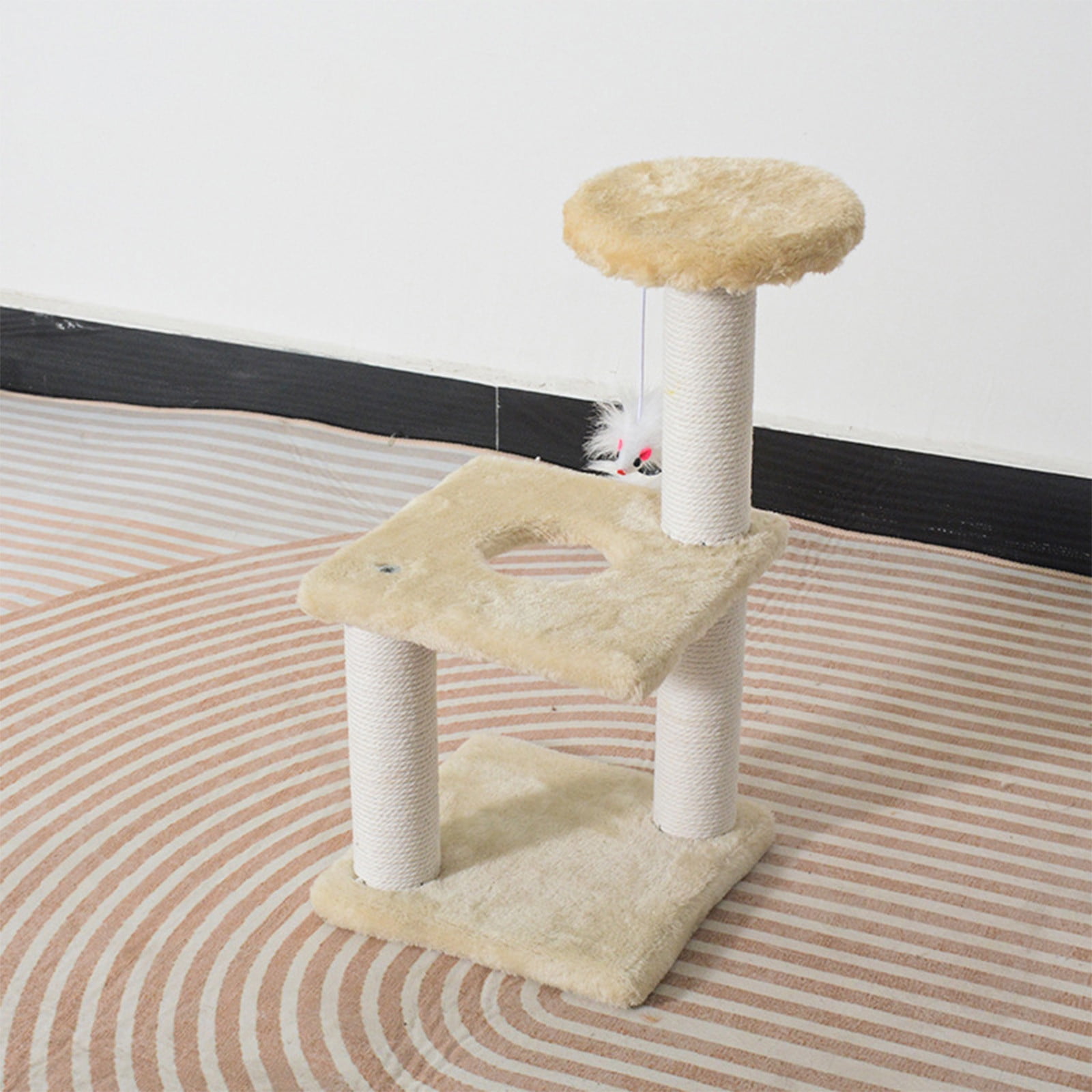 Modern Cats Climbing Frame, Integrated Sisal Scratching Post with Interactive Toys, Space-Saving Design for Indoor Cats, Multifunctional and Easy to Clean