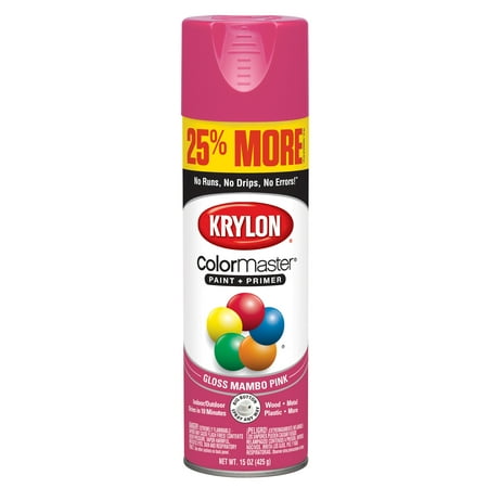 Krylon Colormaster Paint Primer Gloss Mambo Pink 15 Oz