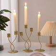 thumbnail image 4 of Juego de 3 Candelabros Dorados, Candelabros de Hierro de Metal Elegantes de Lujo, Candelabros de Mesa Decorativos Europeos, 4 of 5