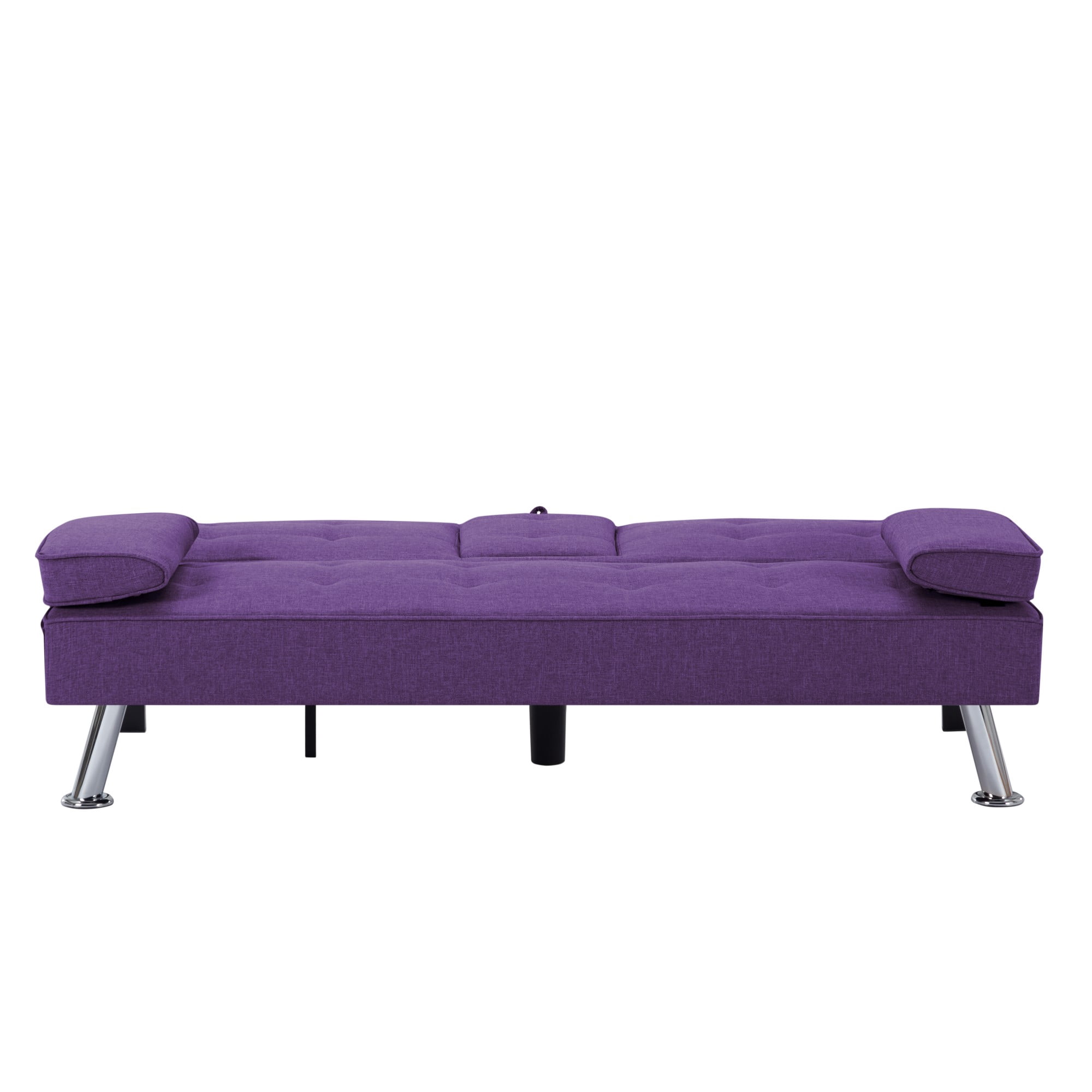 Gewnee 65.3 Inch Modern Futon Sleeper Sofa Bed Convertible Folding Recliner Couch Furniture with 2 Cup Holders for Living Room.Purple