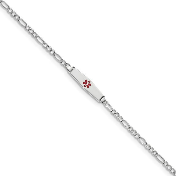 Auriga 14K White Gold Semi-Solid Soft Figaro Id Bracelet 6 inch for Women(L- 6inch, W- 6mm)