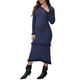 thumbnail image 2 of Vestido de maternidad de punto elástico de manga larga con volantes y rayas para mujer Inspire Chic, vestido maxi cálido de invierno, azul, pequeño, 2 of 6