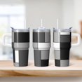 thumbnail image 2 of Double Wall 20oz Geometric Tumbler with Handle, Stainless Steel Insulated Travel Coffee Mug Leak Proof Lid Straw, 2 of 5