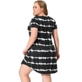 thumbnail image 4 of Vestido De TalGrande PaMujer, Túnica, Cuello En V, ManCorta, Dobladillo Redondo, Teñido Anudado, VestidosMedPierNegro 1X, 4 of 6