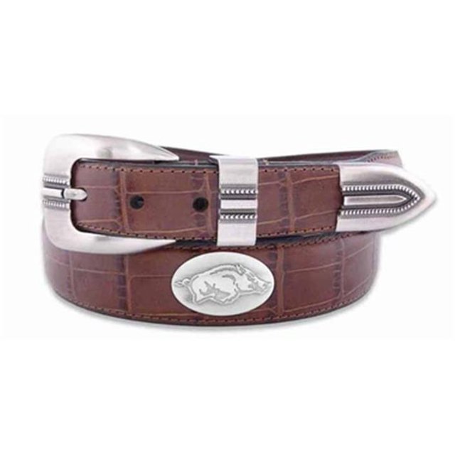 Arkansas Concho Croc Tan Leather Belt, 42 Waist