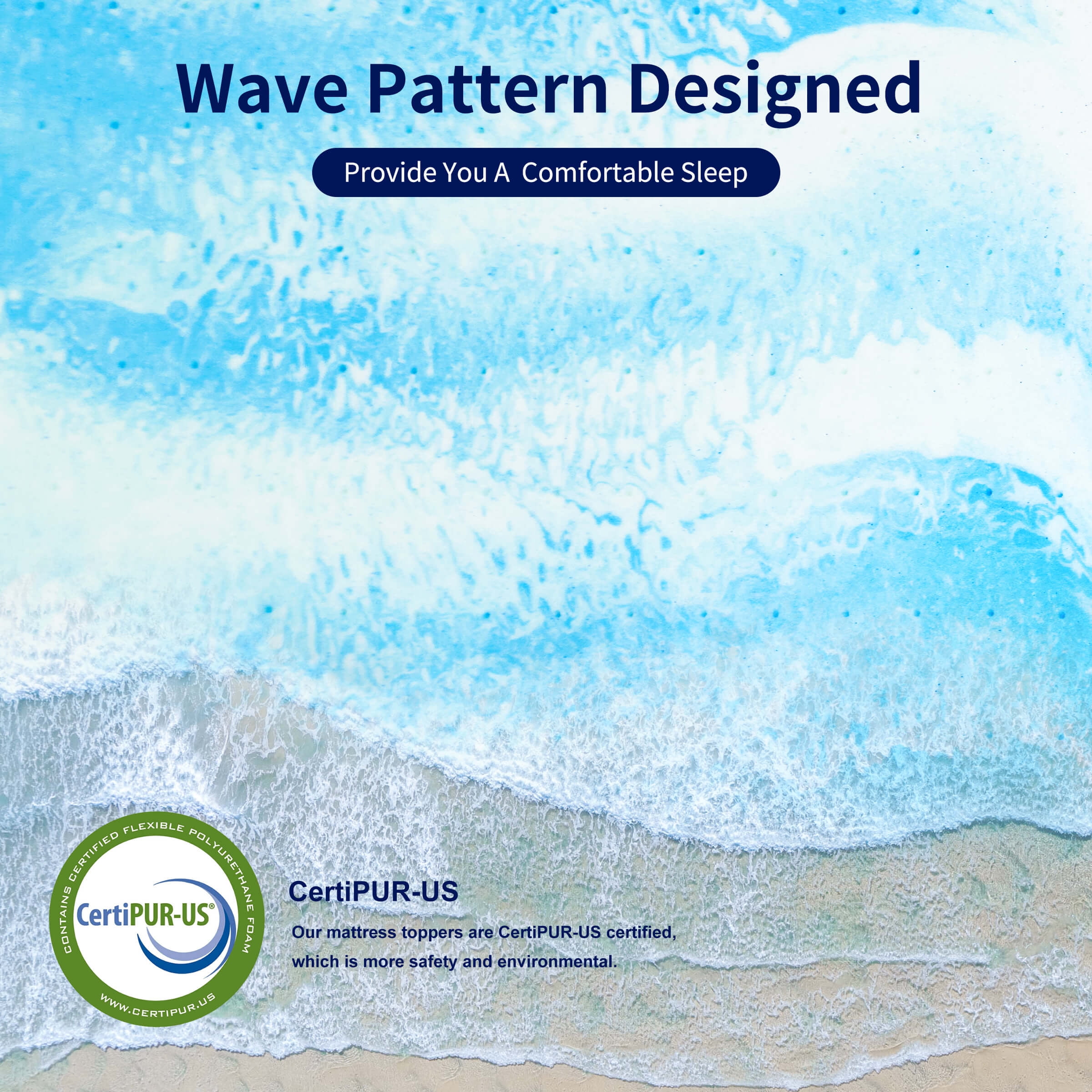 Subrtex Twin Memory Foam Pad in a Box Wave Pattern Mattress Topper