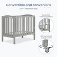 thumbnail image 4 of Dream On Me 2-in-1 Folding Portable Mini Crib in Cool Grey, Mattress Pad Included, Easy to Fold and Store Baby Crib, Two Adjustable Mattress Height positions Convertible Crib, 4 of 8