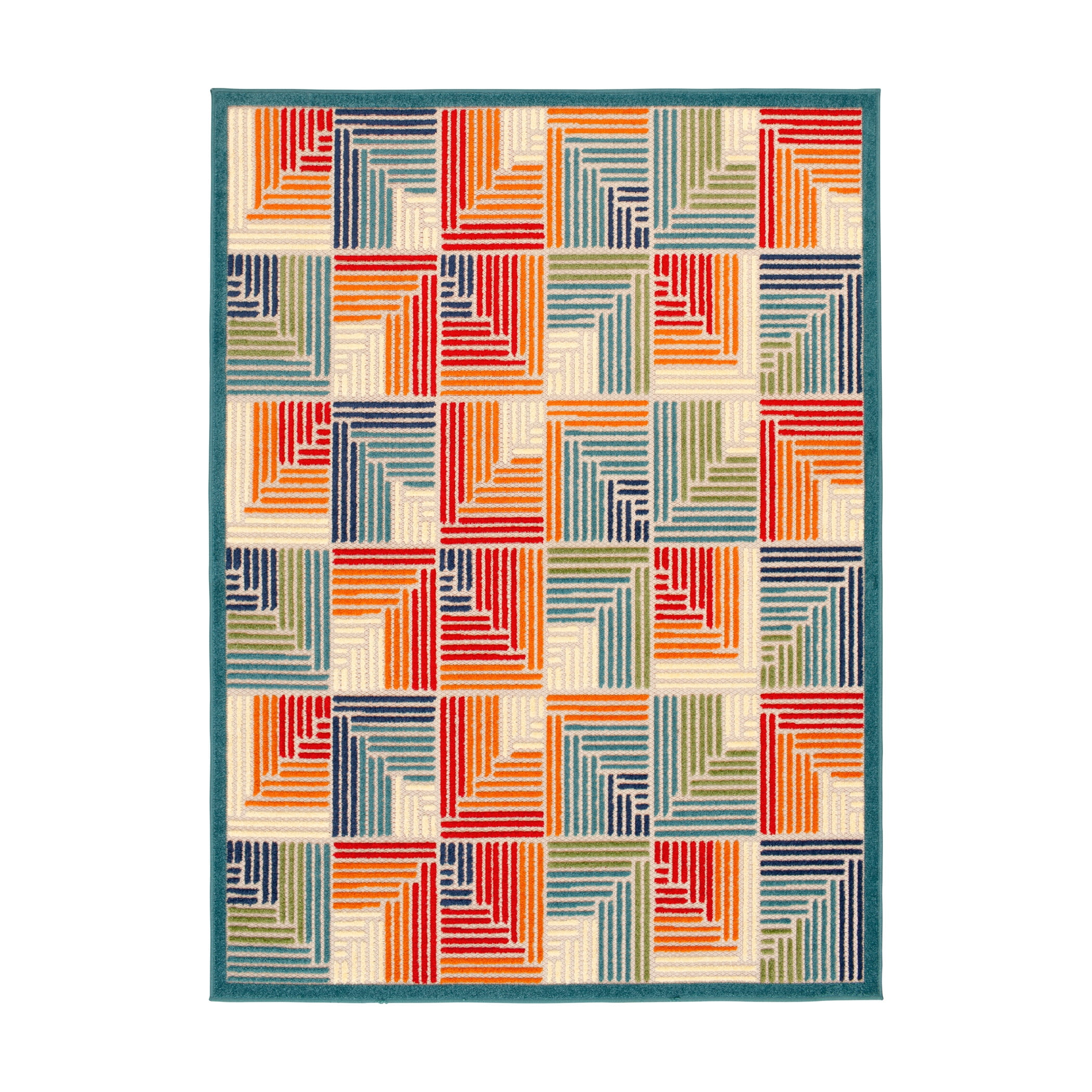 Loomaknoti Fontana Haldis 9' x 12' Geometric Indoor/Outdoor Area Rug , Cream/Blue