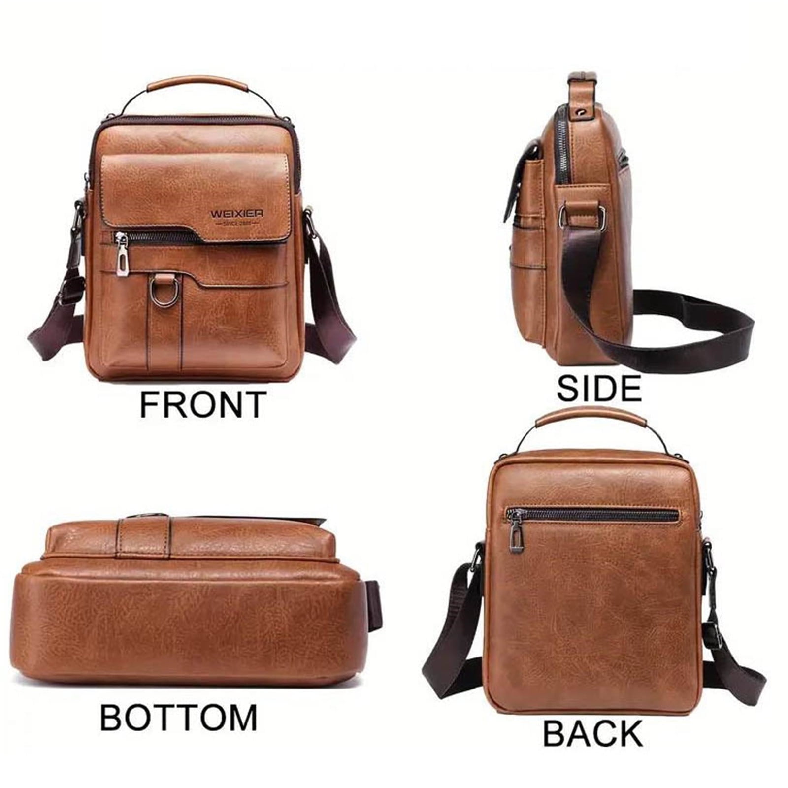 Clearance Storage Crossbody Bag Men's Shoulder Bag Vintage Leather Vertical Hand Business Men's Casual Leather Bag Satchel Bag For Men Gift For Father /Anniversary, Storage Containers for Home