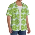 thumbnail image 2 of Fotbe Green Lemon Slices Camisa Estampada de Manga Corta para Hombre, Casual de Verano, Estilo Playero, Sin Arrugas-X-Large, 2 of 5