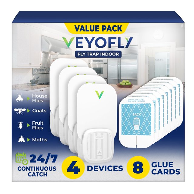 Trampa para mosquitos VEYOFLY para interiores (4 dispositivos + 8 repuestos)
