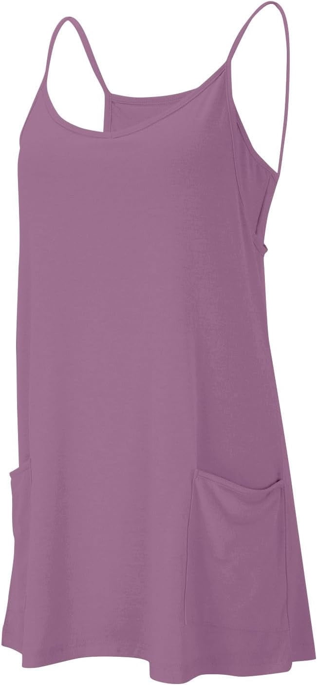 Women Tennis Dress Built in Shorts Adjustable Straps Hot Shot Mini Dress Athletic Workout Golf Dresses with Pockets