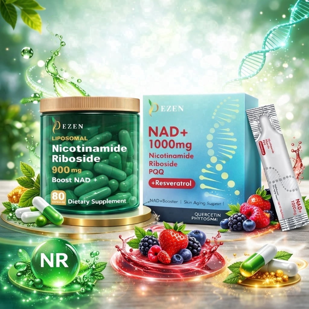 NAD+ Capsules & NAD Liquid Drink Mix Combo – NR with Resveratrol & Vitamin B3 – Healthy Aging, Pack 1