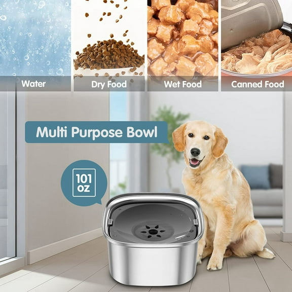 3L Dog Water Bowl 101Oz Stainless Steel Dog Bowl No Spill Large Capacity Dog Food Water Bowl Slow Water Feeder Green