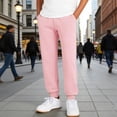 thumbnail image 5 of CPNG Children's Thin Jogger Sweatpants Straight Leg Elastic High Waist Casual Loose Cozy Sports Pants with Pocket(Pink,13-14 Years), 5 of 9