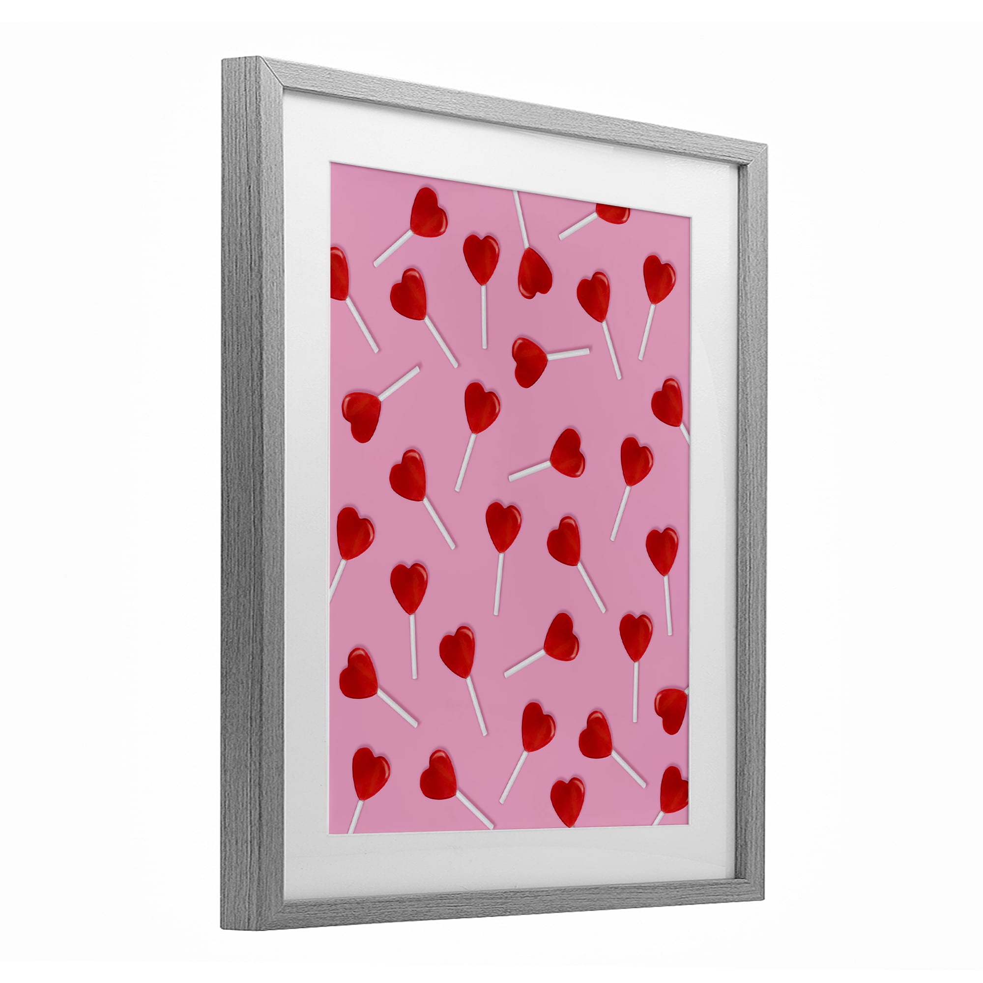 Stupell Industries Heart Lollipop Pattern Gray Framed Print Under Glass, design by LISH Creative