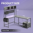 thumbnail image 6 of GOOSEA 67 Inch L Shaped Gaming Desk with Pegboard and Drawers, Reversible Computer Desk with RGB Lights and Power Outlets, Corner Workstation with Storage and Hutch for Home Office or Gaming, Grey, 6 of 8