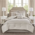 thumbnail image 6 of JERFIT King Size 8-Piece Comforter Set, Embroidered Quilted Bedding Ensemble with Pillows & Bed Skirt, Neutral Luxury Microfiber, 6 of 10