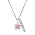 thumbnail image 1 of Delight Jewelry Silvertone Pink Plumeria Flower Silvertone Guardian Angel Bar Charm Necklace, 23", 1 of 4