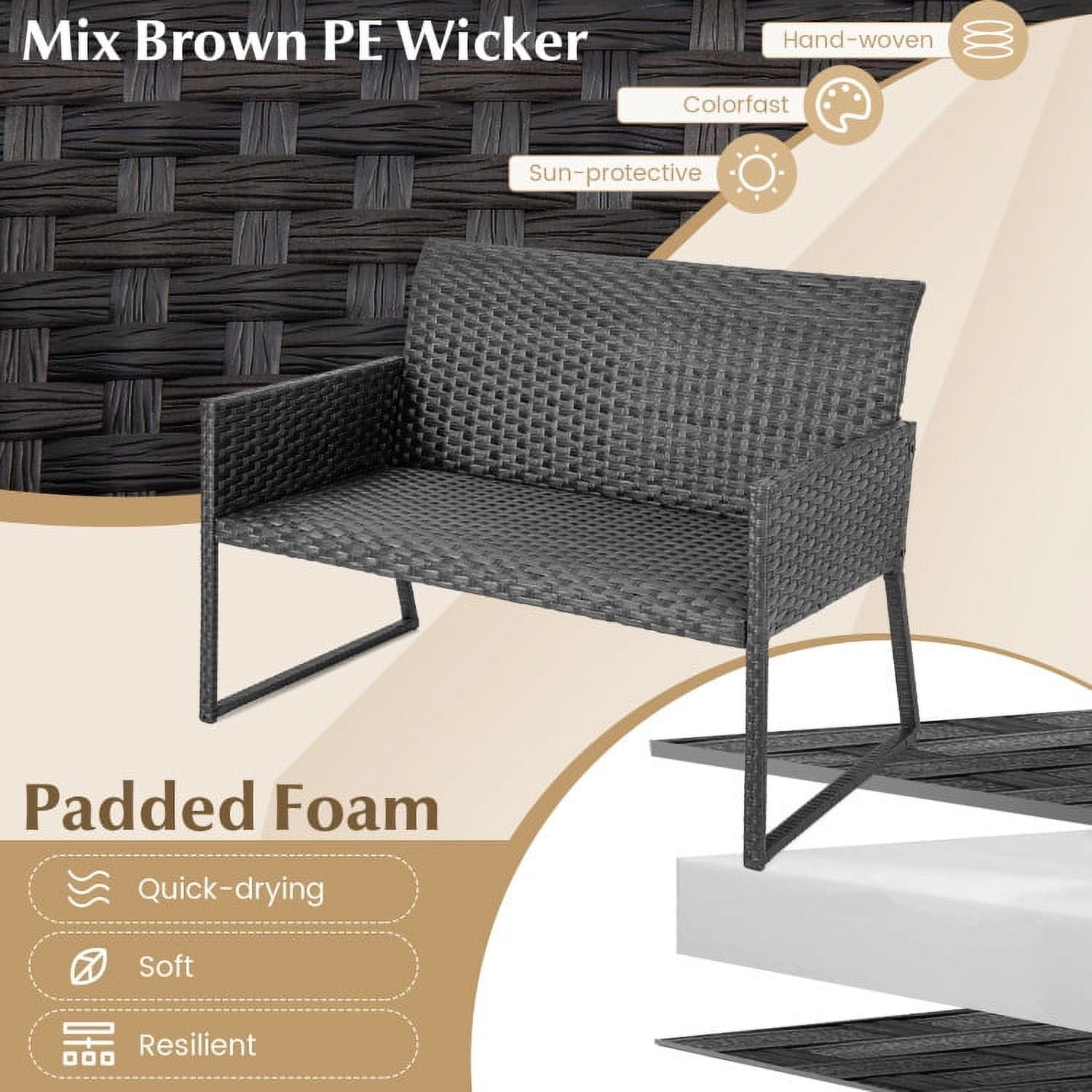 Aimee Lii 4 Pieces Patio Wicker Chair Set with Quick Dry Foam Cushions, Outdoor Patio Furniture Set