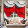 thumbnail image 2 of Red Gray Swag Curtain Valance for Windows, Geometric Abstract Gradient Waves Contemporary Window Treatments Short Swag Topper for Kitchen Windows Bathroom Bedroom, 36"x45", 2 of 8