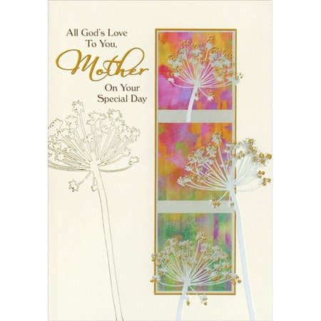 Designer Greetings 3 Gold Trim Floral Panels: Mother Religious Mother's Day