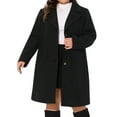thumbnail image 2 of DARING DIVA Women's Plus Size Mid Length Notch Lapel Pea Coat 4X Black, 2 of 6