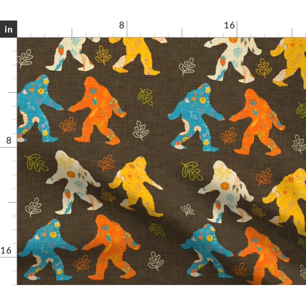 Spoonflower Fabric Cryptozoology Bigfoot Brown Flower Floral Woodland