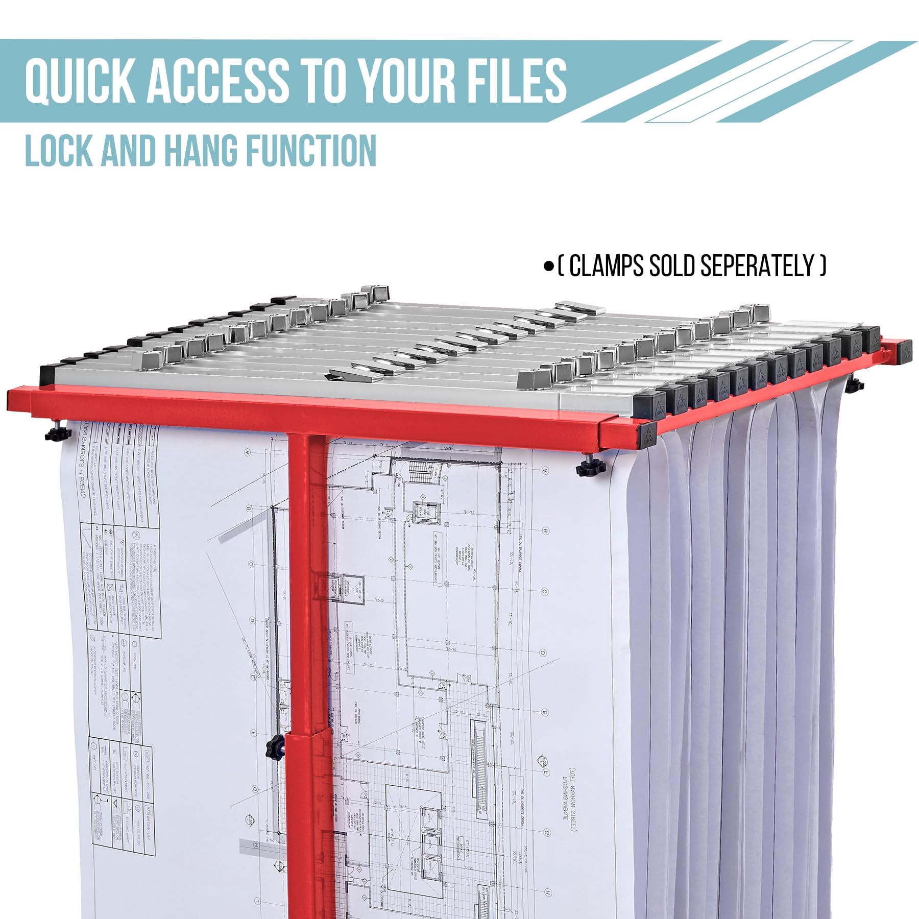 Adir Mobile Blueprint Holder - Adjustable Blue Print Storage Organizer and Construction Plan Holder – Plans Rack for Jobsite and Office (Without Blueprint Clamps)