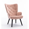 thumbnail image 5 of Leisure Chair Accent Chair Armchair Upholstered Wingback Chair with Wood Legs Reading Chair for Living Room Home Office Bedroom, 5 of 7