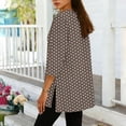 thumbnail image 5 of XPMWRP Women's Polka Dot V Neck Tunic Top 3/4 Sleeve Loose Fit Casual Blouse Flowy Longline Shirt for Daily Wear Brown XL, 5 of 6