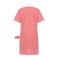 thumbnail image 4 of Jowowha Robe d'Uniforme Scolaire à Carreaux Vichy pour Filles Manches Courtes Fermeture Éclair Robe d'Été avec Cheveux Bouclés Âge 5-16 Ans Rouge 12, 4 of 6