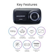 Nextbase 222 Compact Dash Cam in Black 2.5 HD IPS Screen, 1080p Full HD, Intelligent Parking Mode, G Force Sensor, 0.17lbs Assembled.