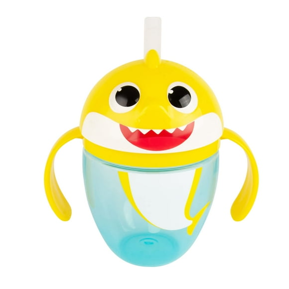 The First Years Pinkfong Baby Shark Straw Cup - Sippy Cup with Straw and Handles - Toddler Cups for Ages 9 Months and Up - 1 Count - 7 Ounces