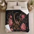 thumbnail image 5 of Gold Crescent Moon Altar Black Candles Pink Peonies, Mystical Celestial Art Scene, Warm Flannel Blanket for Sunroom and Reading Nook, Celestial Art Lovers Valentine's Day Gift, Fantasy Home Decor, 5 of 9