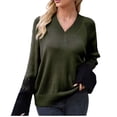 thumbnail image 2 of Puntoco Suéter Moda Mujer Casual Punto Contraste Panel V-Cuello Suéter Navidad Liquidación Puntoco Puntoco-2468, 2 of 8